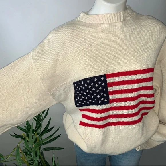 Vintage American Flag USA Olympics Knit Sweater Stars And Stripes - Picture 2 of 12